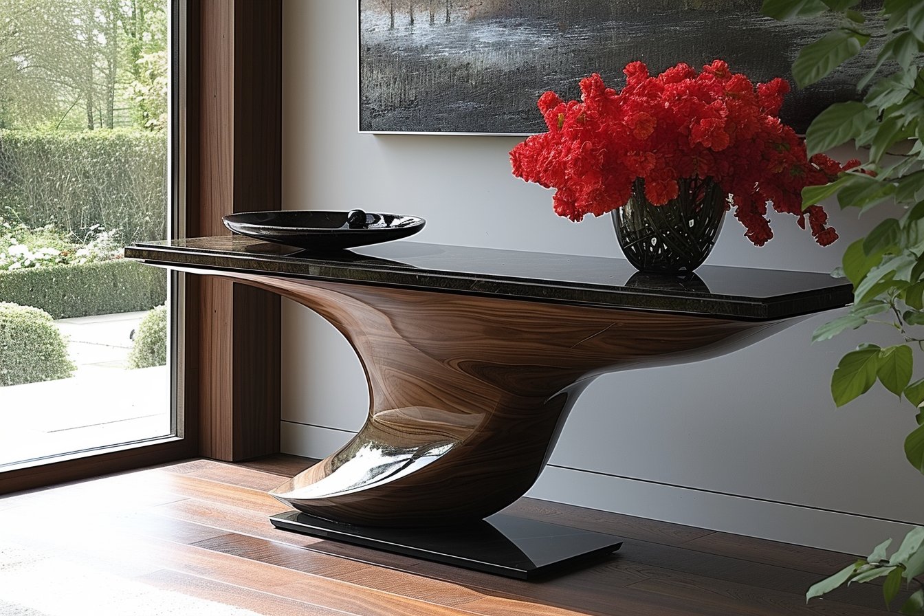 Console d'entrée design avec miroir et lampe