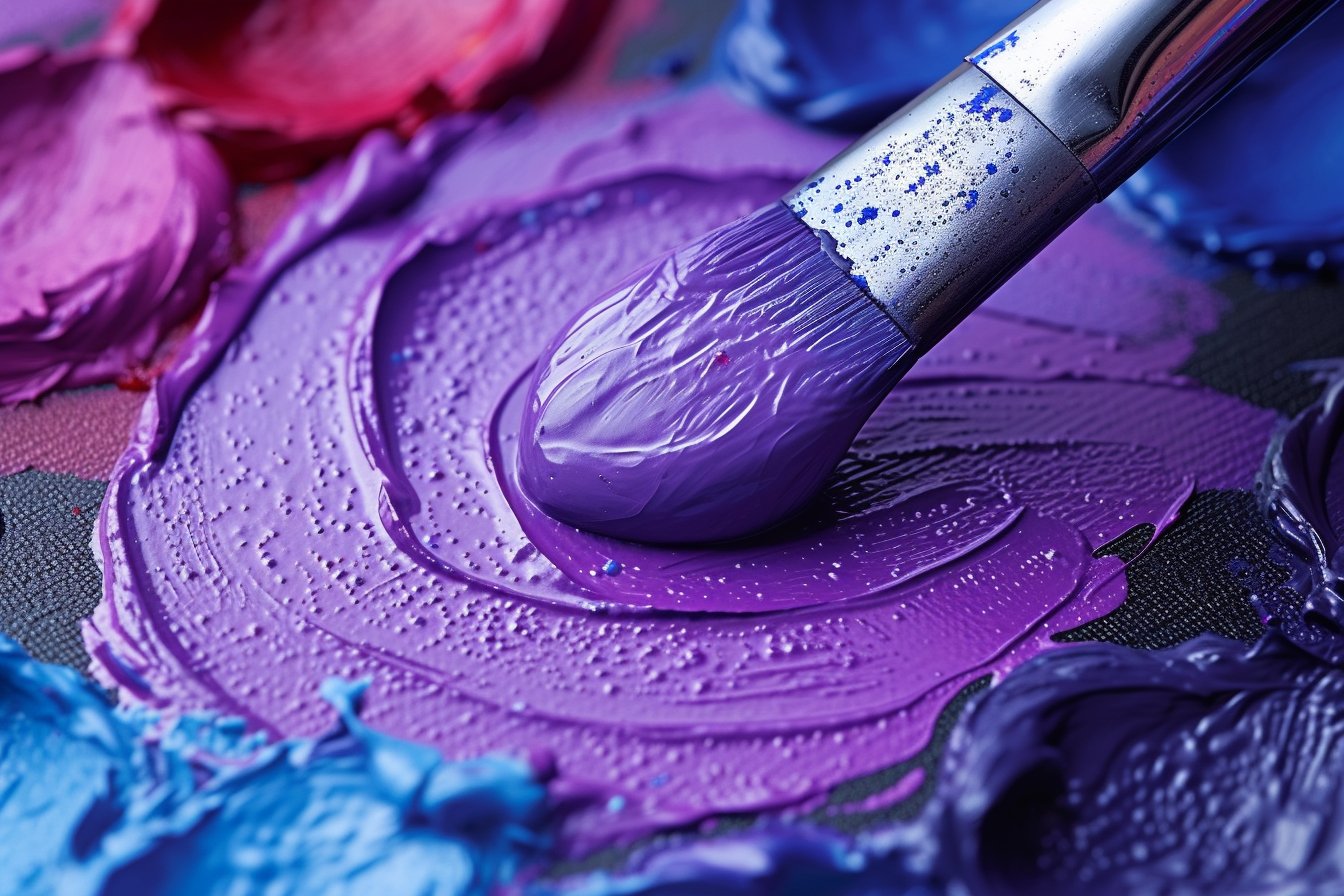 Mélange de peinture bleue et rouge pour obtenir du violet
