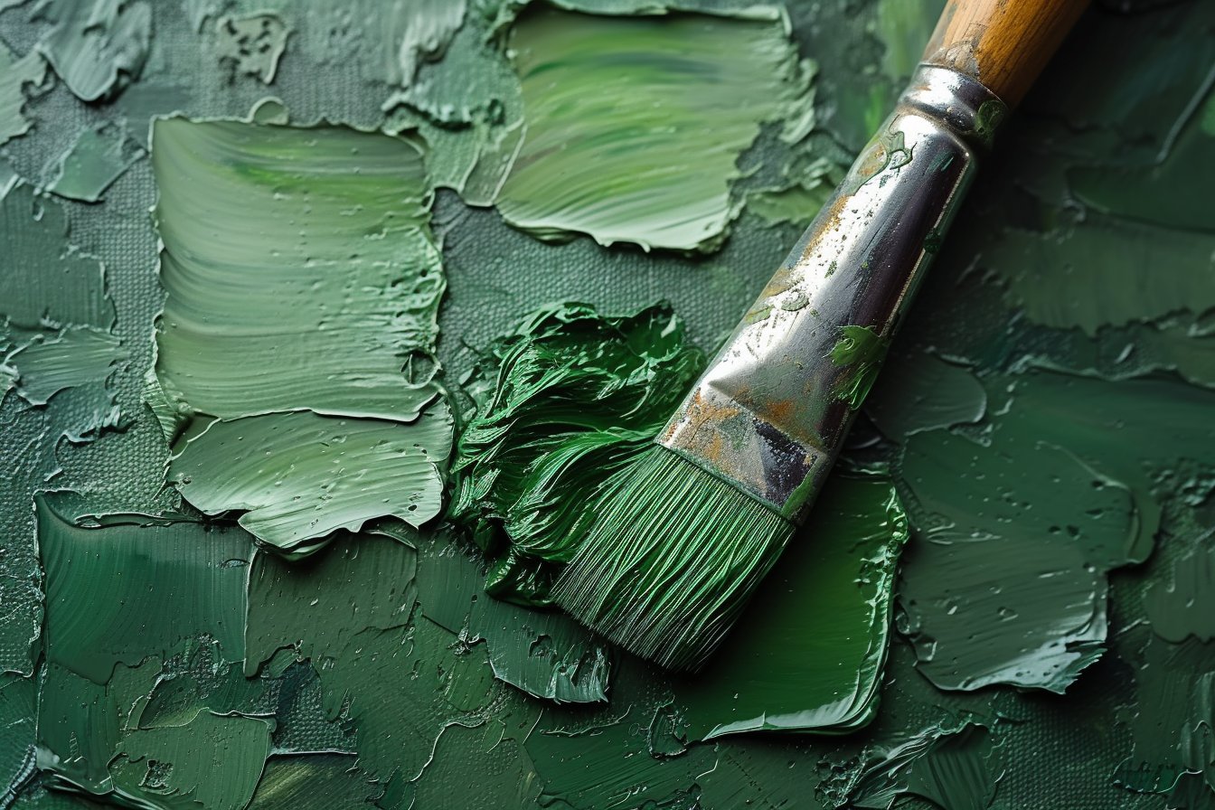 Mélange de peinture bleue et jaune pour obtenir du vert